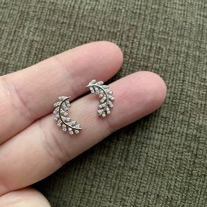 Sterling silver leaf stud earrings